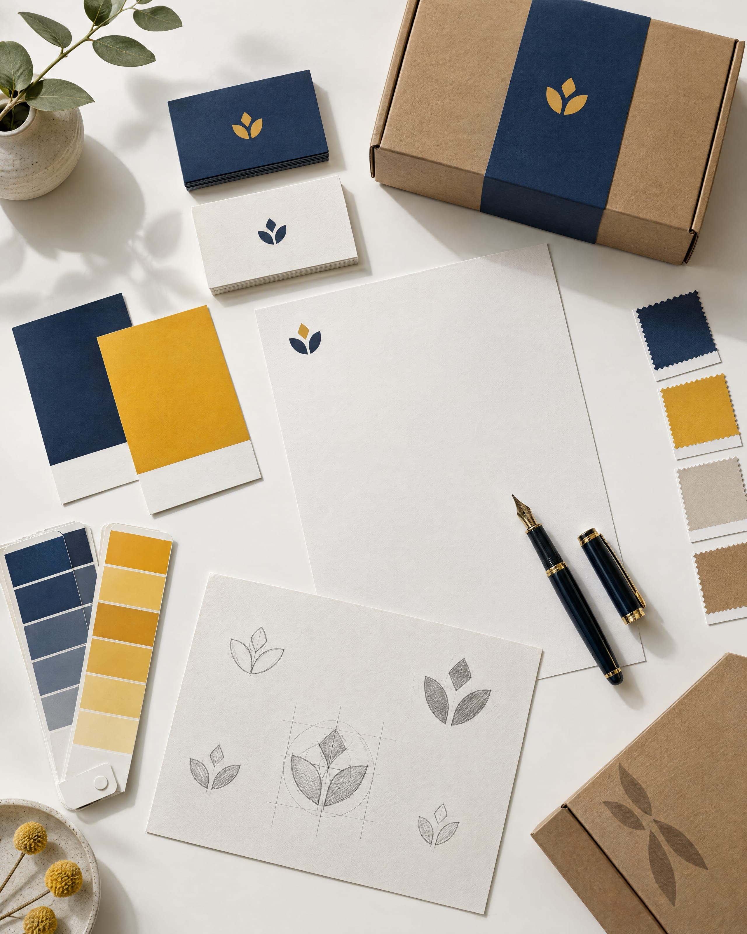 Brand identity flat lay